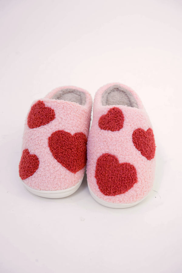 All Over Hearts Slippers - Pink/Red