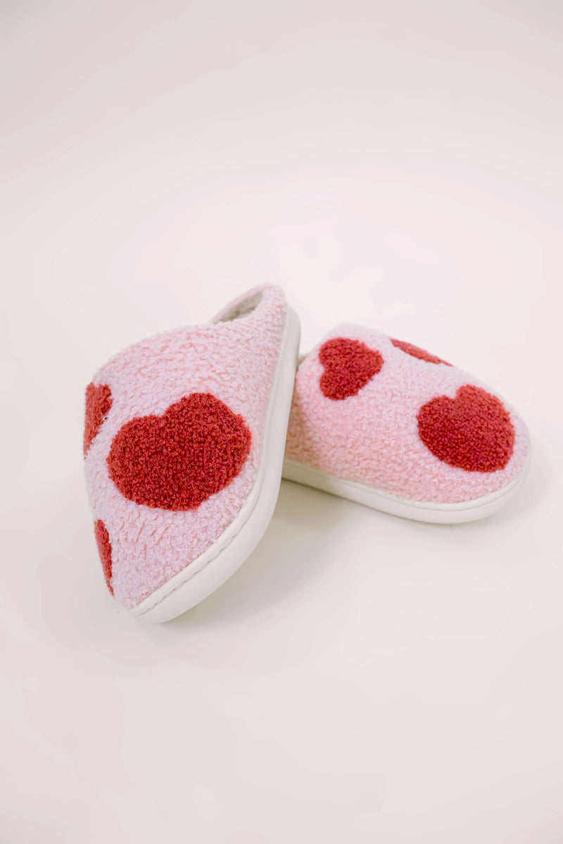 All Over Hearts Slippers - Pink/Red