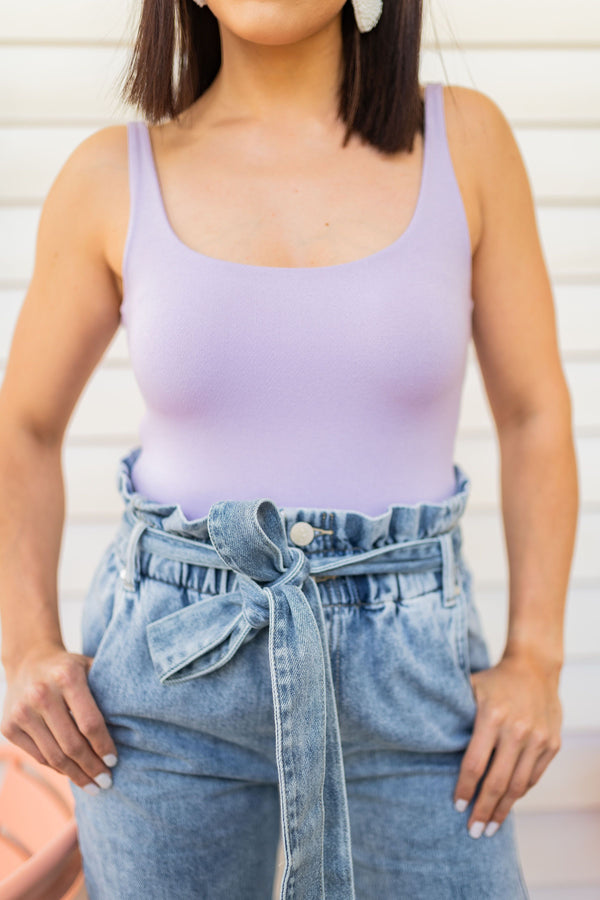Back To Basic Sleeveless Bodysuit - Lilac