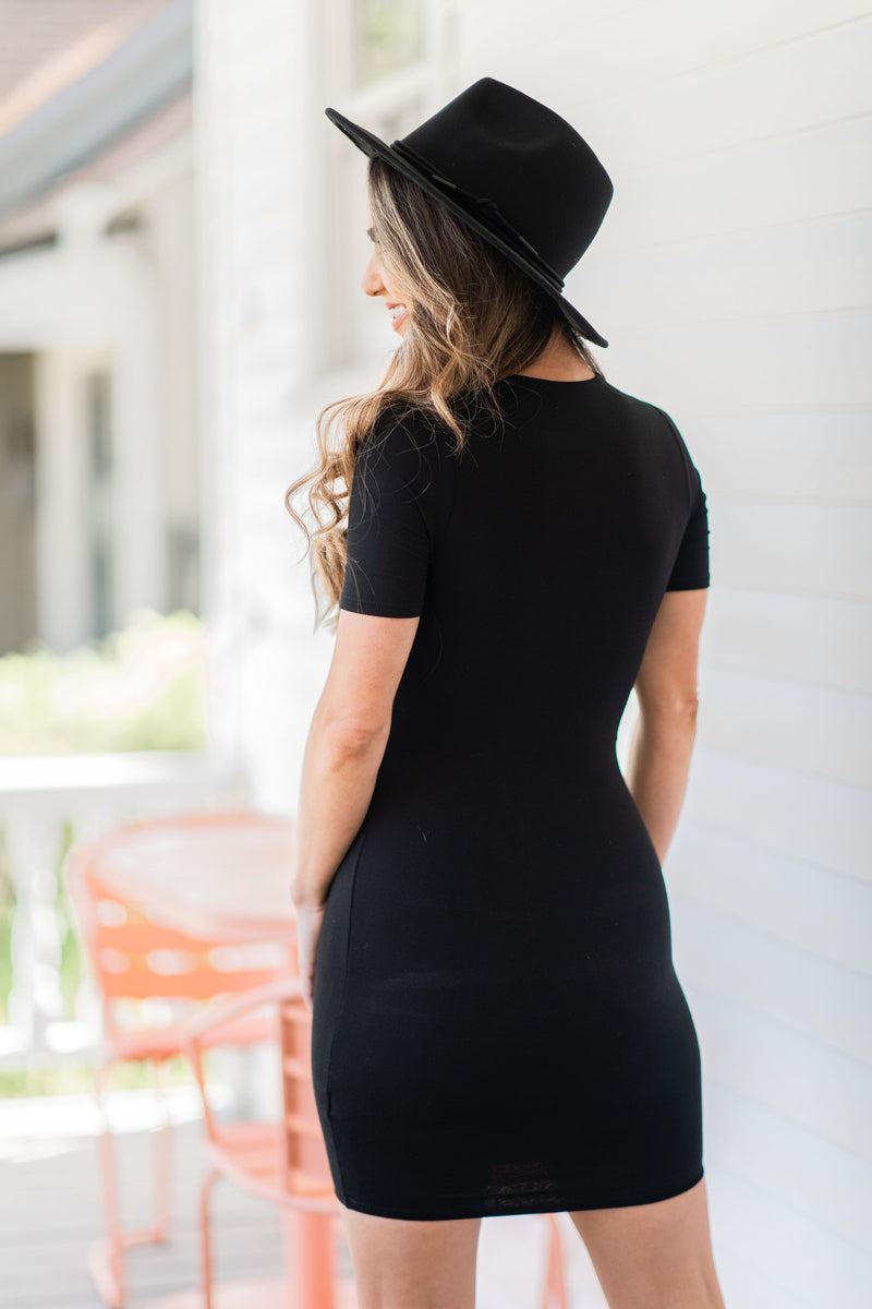 Count Me In Fitted Dress - Black
