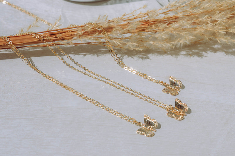 Butterfly 14k Gold Charm Necklace