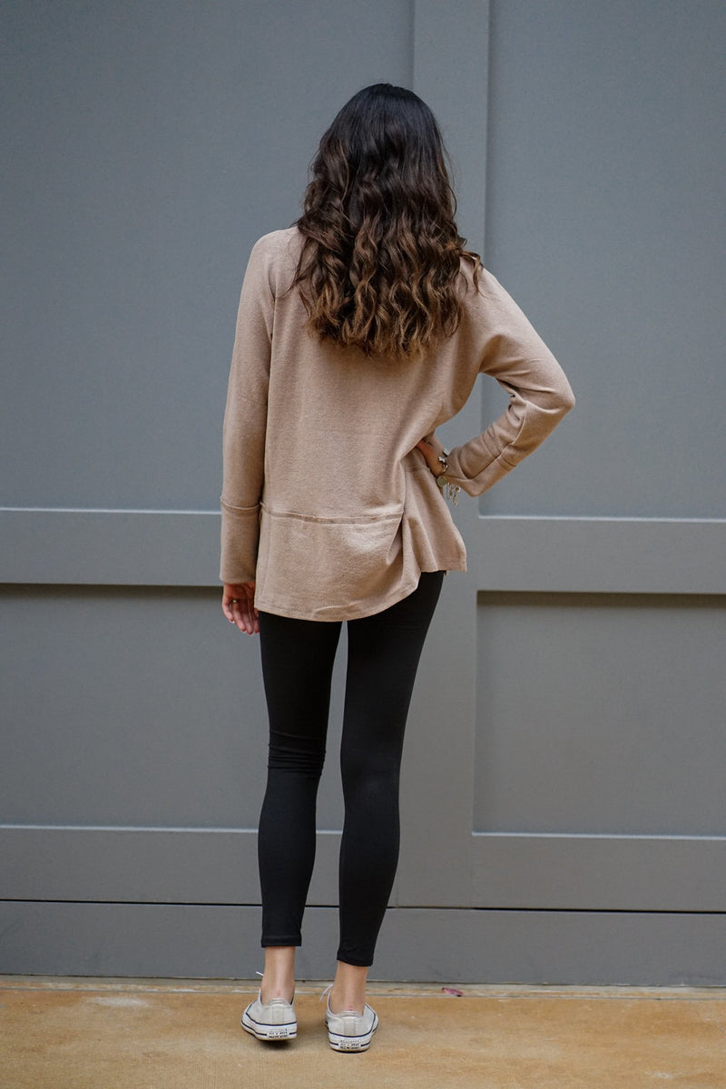 By The Bay Taupe Waffle Top