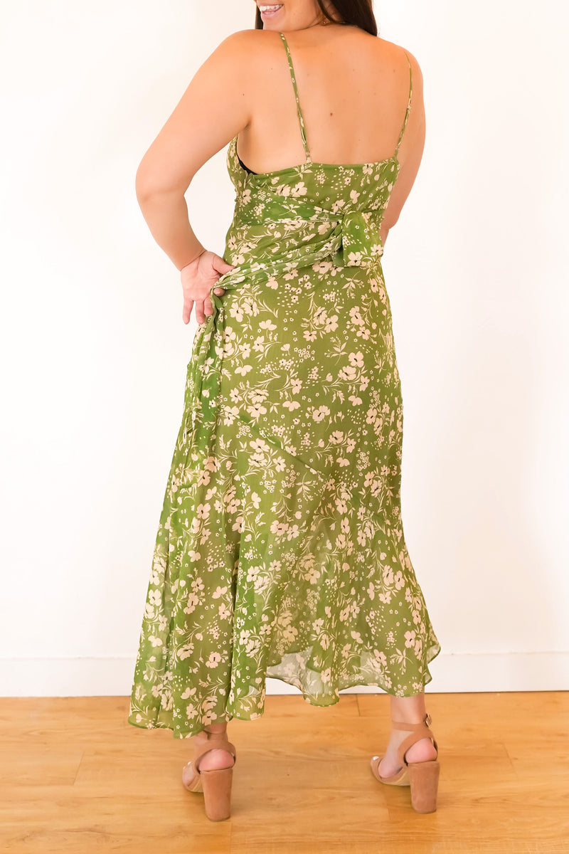 Enchanted Floral Midi Dress - Sage Cream Andream Boutique Enchanted Floral Midi Dress - Sage Cream Andream Boutique