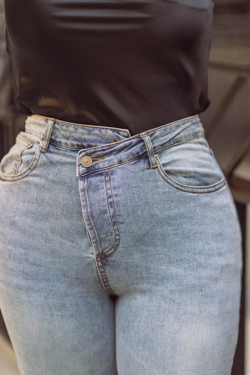 Harper Asymmetrical Light Wash Jeans