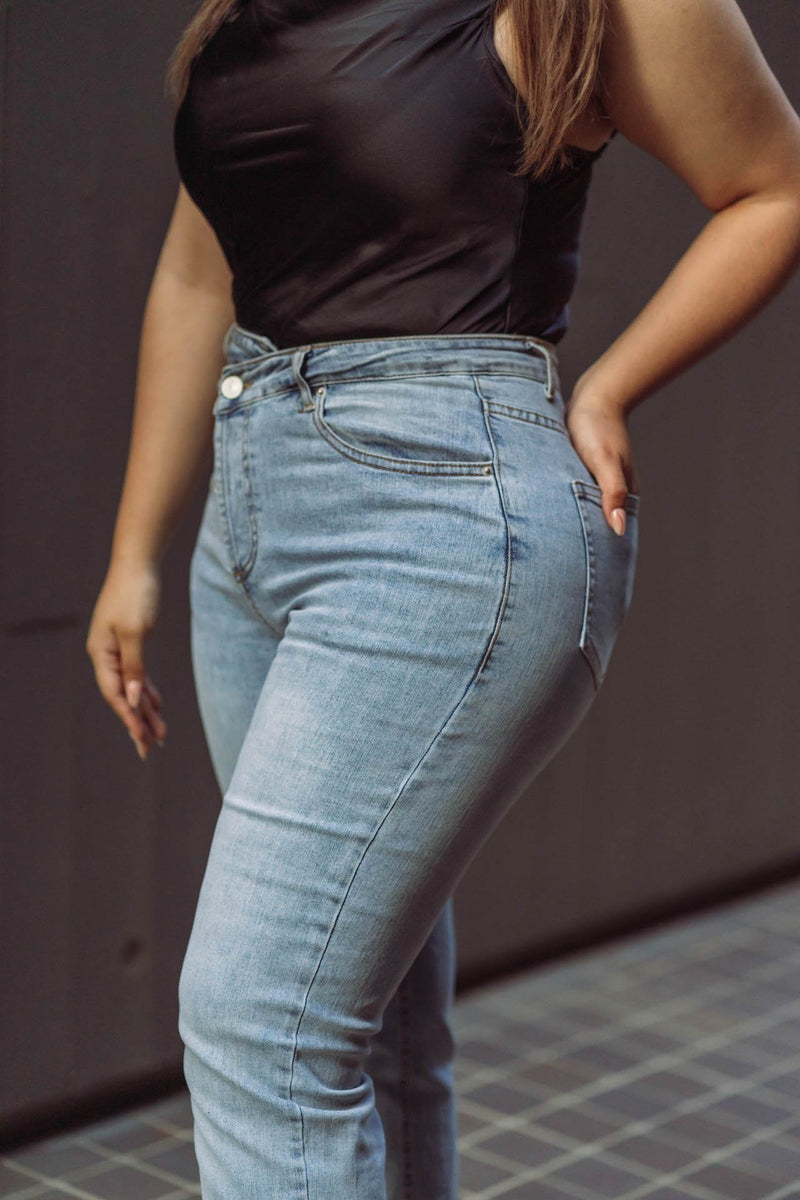 Harper Asymmetrical Light Wash Jeans