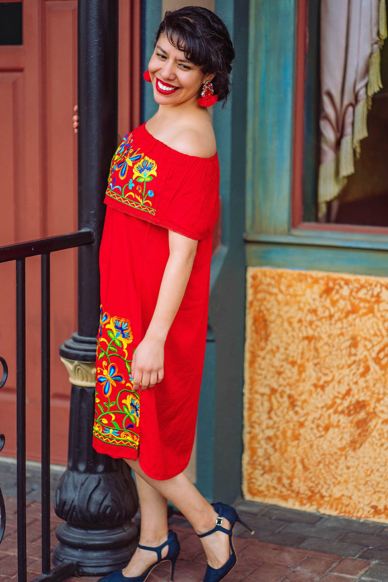 Florita Del Alma Embroidered Dress - Red
