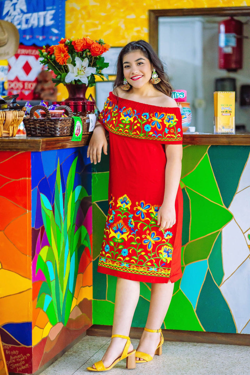 Florita Del Alma Embroidered Dress - Red