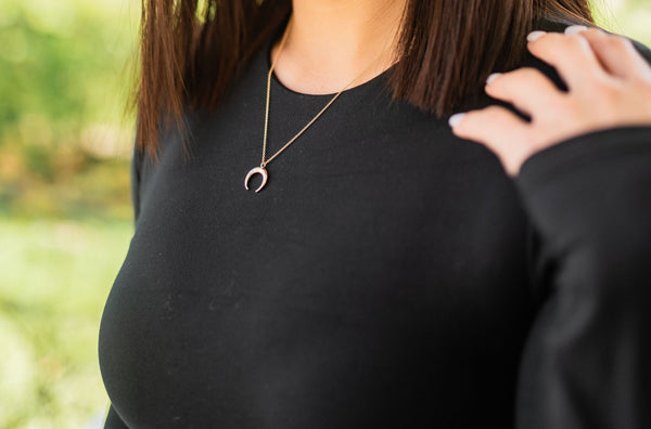 Crescent Moon 14k Gold Charm Necklace