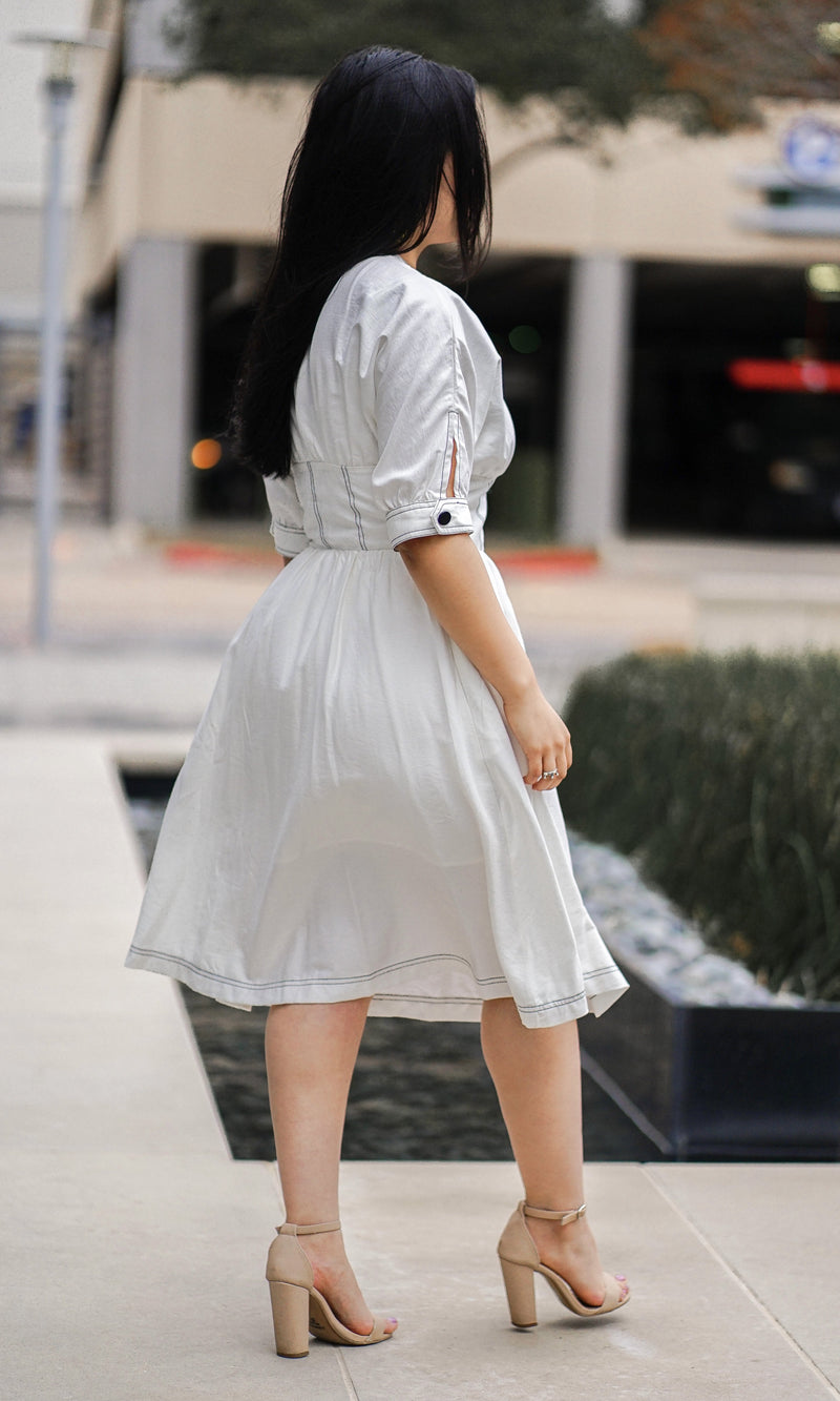Romantic Comedy White Midi Dress